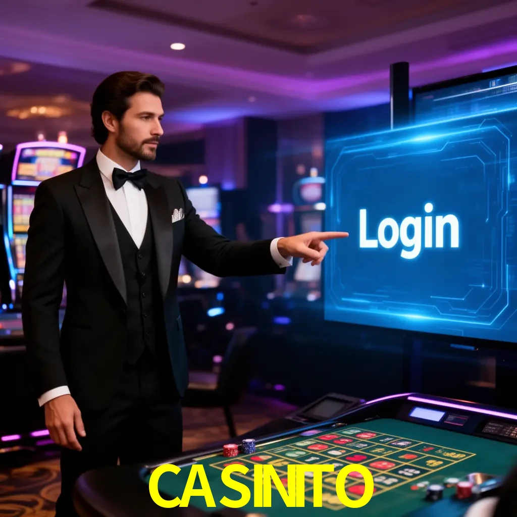 CASINITO Login - OTP, cuenta y soporte Pantalla CASINITO Login con OTP, contraseña, cuenta segura y soporte móvil